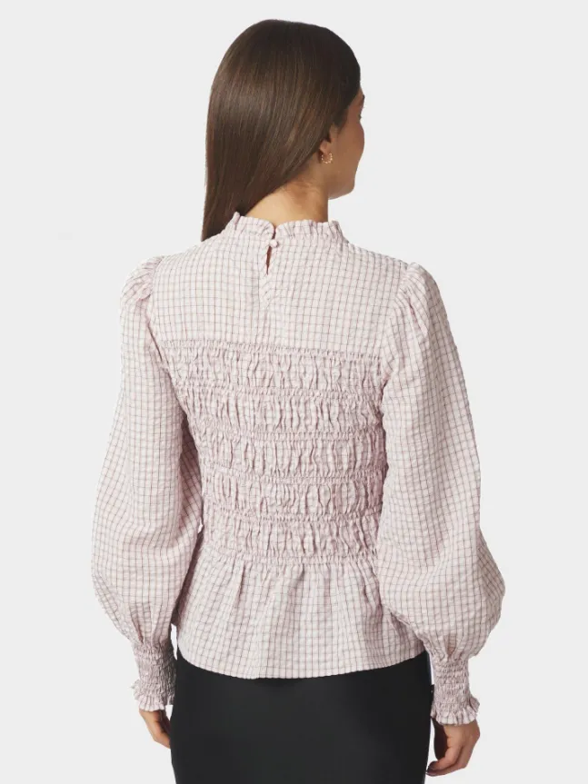 Possa Mini Check Blouse Light Pink