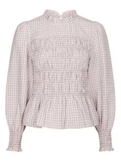 Possa Mini Check Blouse Light Pink