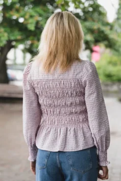 Possa Mini Check Blouse Light Pink