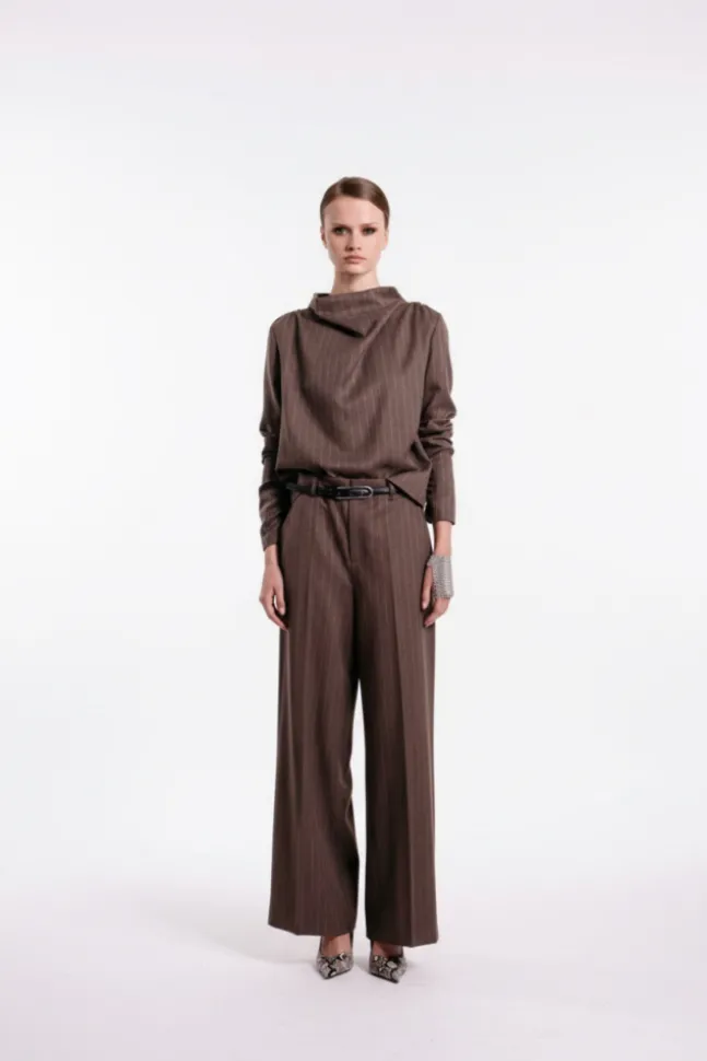 Reign Tailored Structured Pants Mole Stripe