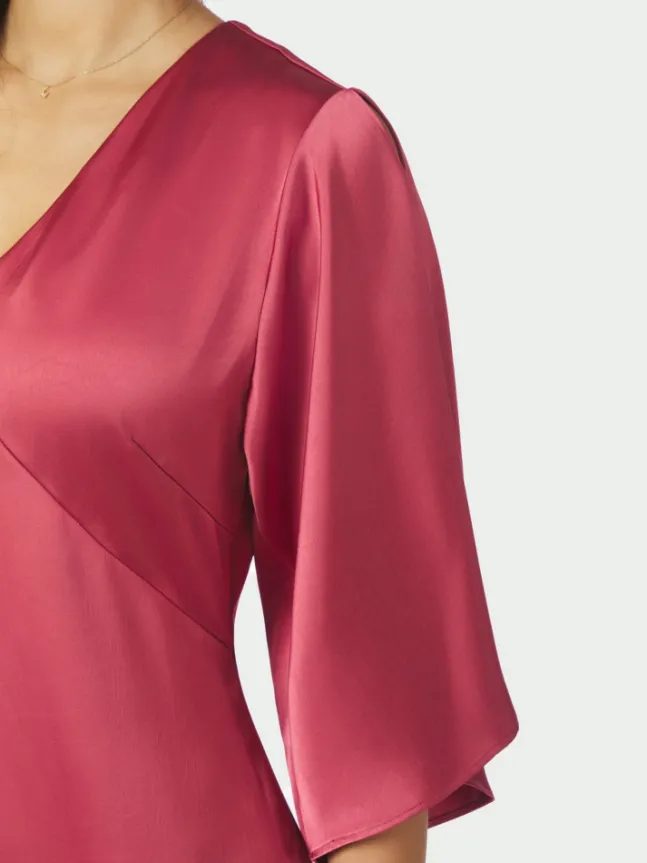 Remara Heavy Sateen Dress Cherry Pink