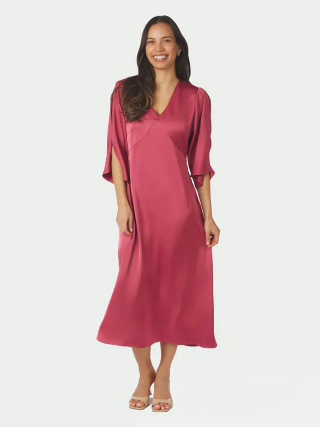 Remara Heavy Sateen Dress Cherry Pink