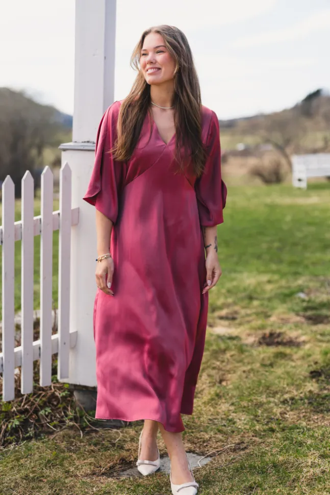Remara Heavy Sateen Dress Cherry Pink
