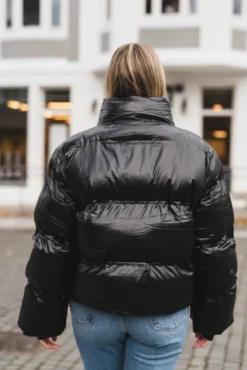 Rhea Shiny Puffer Jacket Black