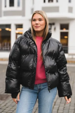 Rhea Shiny Puffer Jacket Black