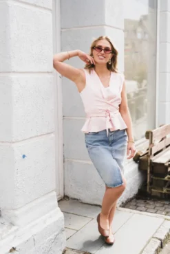 Risetta Heavy Sateen Top Light Pink