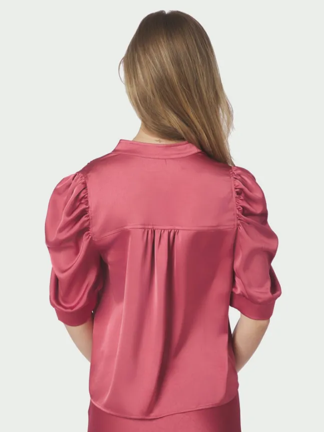 Roella Heavy Sateen Blouse Cherry Pink