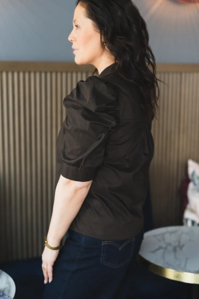 Roella Poplin Blouse Chocolate Brown