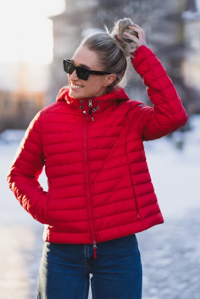 Rory Hooded Down Jacket Cherry Red