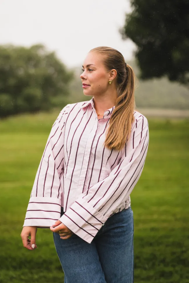 Rosa Wide Stripe Shirt Light Pink