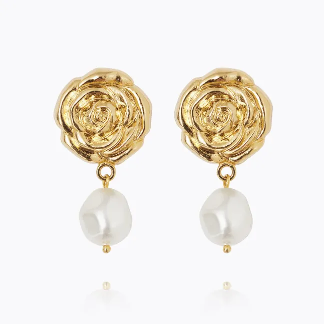 Rosita Pearl Earrings Gold Pearl