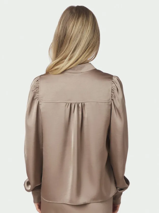 Rosslyn Heavy Sateen Blouse Dark Taupe