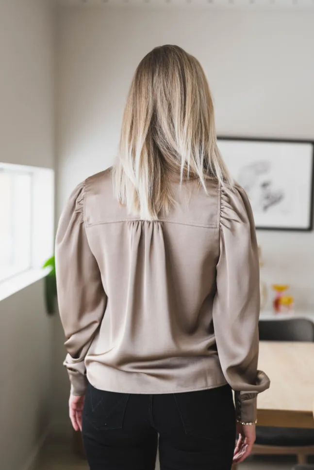 Rosslyn Heavy Sateen Blouse Dark Taupe