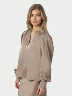 Rosslyn Heavy Sateen Blouse Dark Taupe