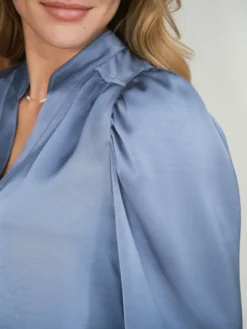 Rosslyn Heavy Sateen Blouse Smoke Blue
