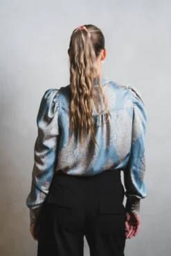 Rosslyn Paisley Drop Blouse Dusty Blue