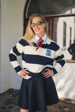 R Rugger Navy Striped