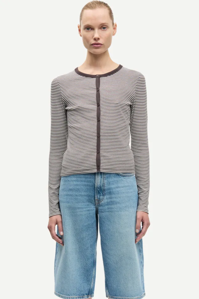Saalexo LS Cardigan 7542 Mulch Stripe