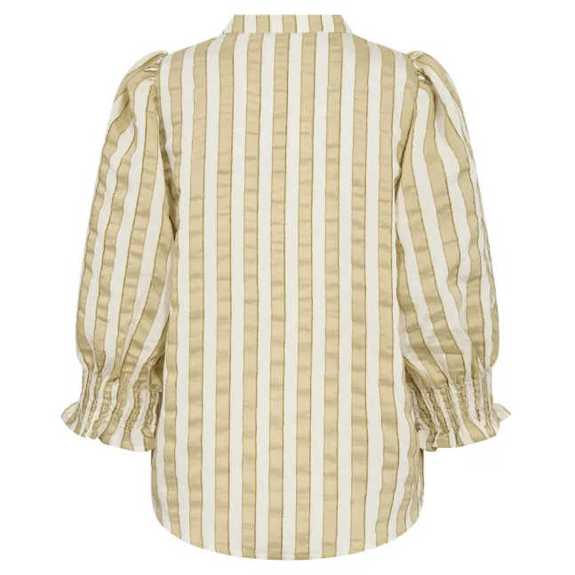 Saila Stripe SS V-Blouse Olive