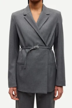 Salot Blazer Belt 15496 Dark Gull Gray Pinstripe