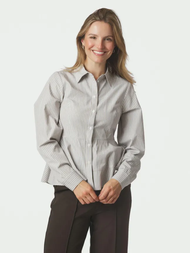 Samira Stripe Shirt Taupe Stripe