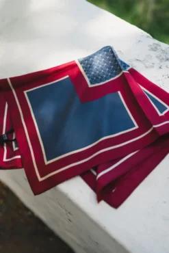 Sarah Color Block Silk Scarf Navy/Burgundy