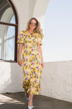 Satin Midi Dress Sunflower Haze