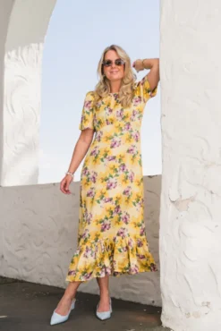 Satin Midi Dress Sunflower Haze