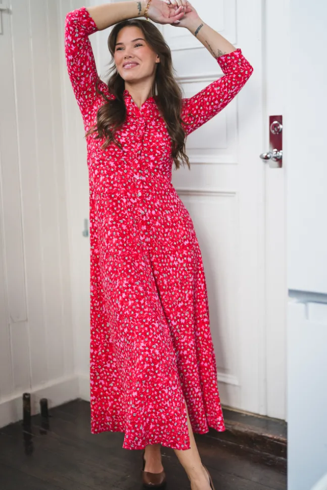 Savanna Long Shirt Dress Cyclamen Polly Print