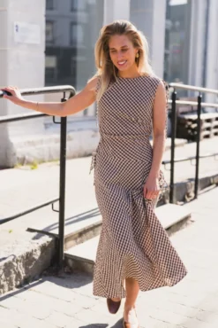 Saxton Check Dress Brown