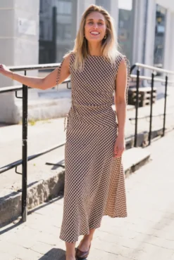 Saxton Check Dress Brown
