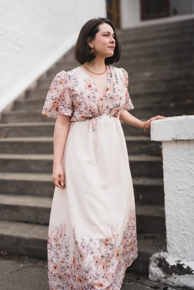 Serna Flower Print Dress Burned Powder
