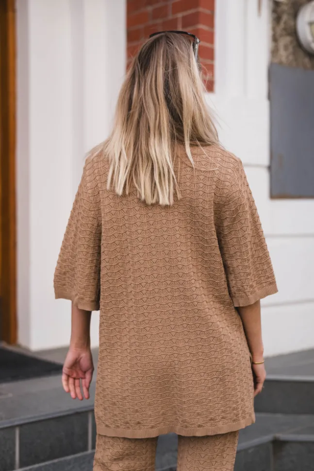 Sette Fine Crochet Blouse Taupe