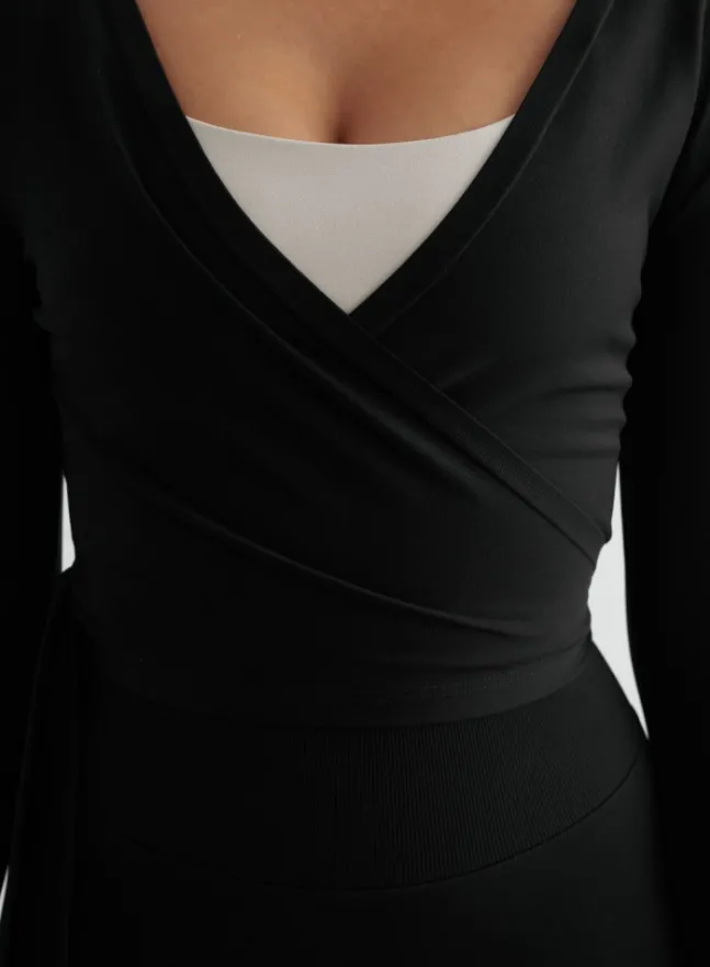 Shape Seamless Wrap Long Sleeve Black