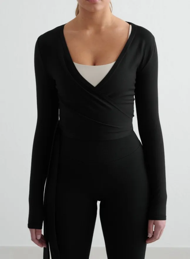 Shape Seamless Wrap Long Sleeve Black