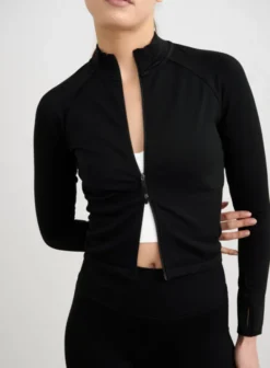 Shape Seamless Zip Jacket Black