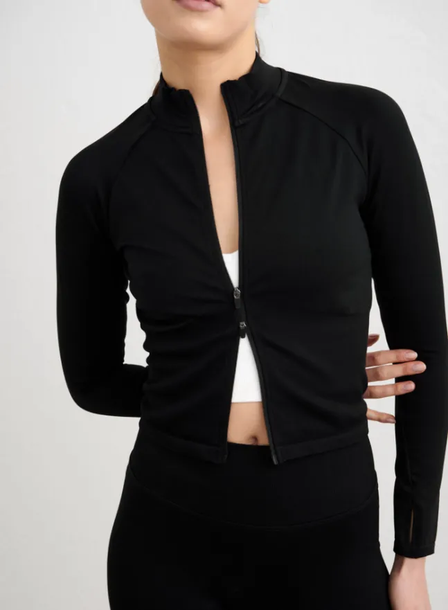 Shape Seamless Zip Jacket Black