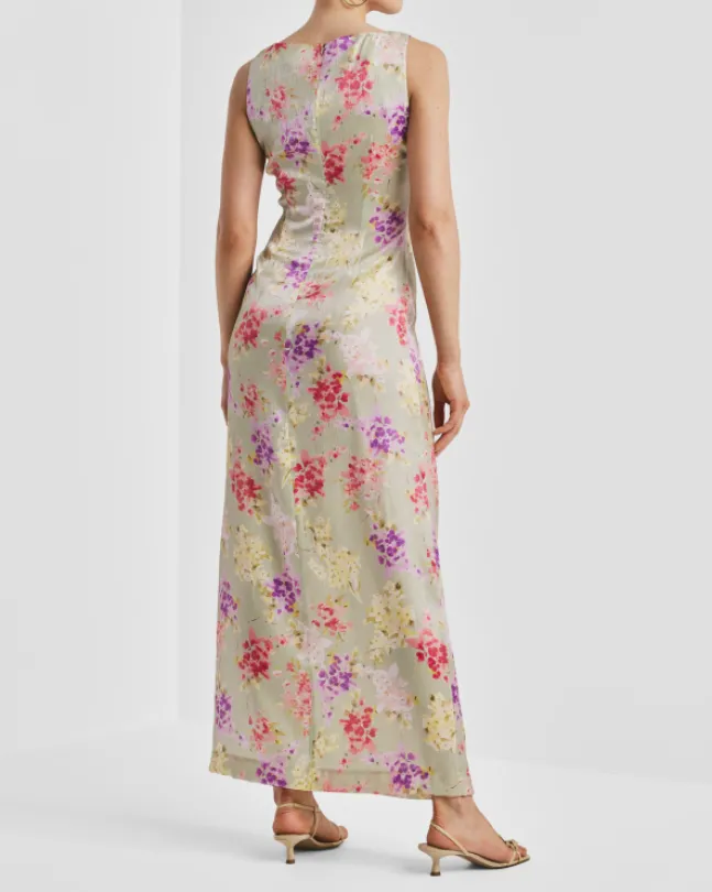 Shiny Sleeveless Dress Vintage Bouquet