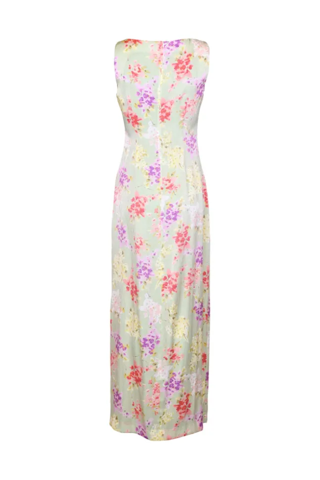 Shiny Sleeveless Dress Vintage Bouquet