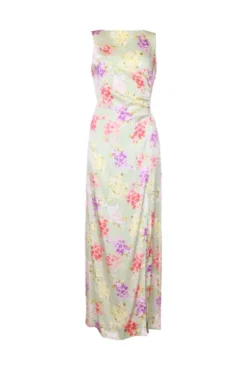 Shiny Sleeveless Dress Vintage Bouquet