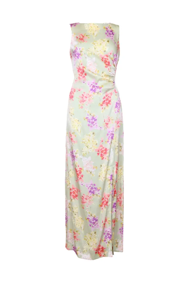 Shiny Sleeveless Dress Vintage Bouquet