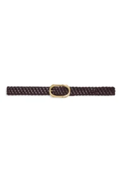 Signature Link Belt Braided Fig Burgundy