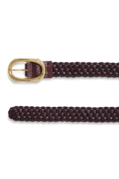 Signature Link Belt Braided Fig Burgundy