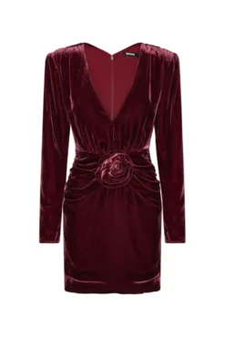 Silk Velvet Mini Dress Zinfandel