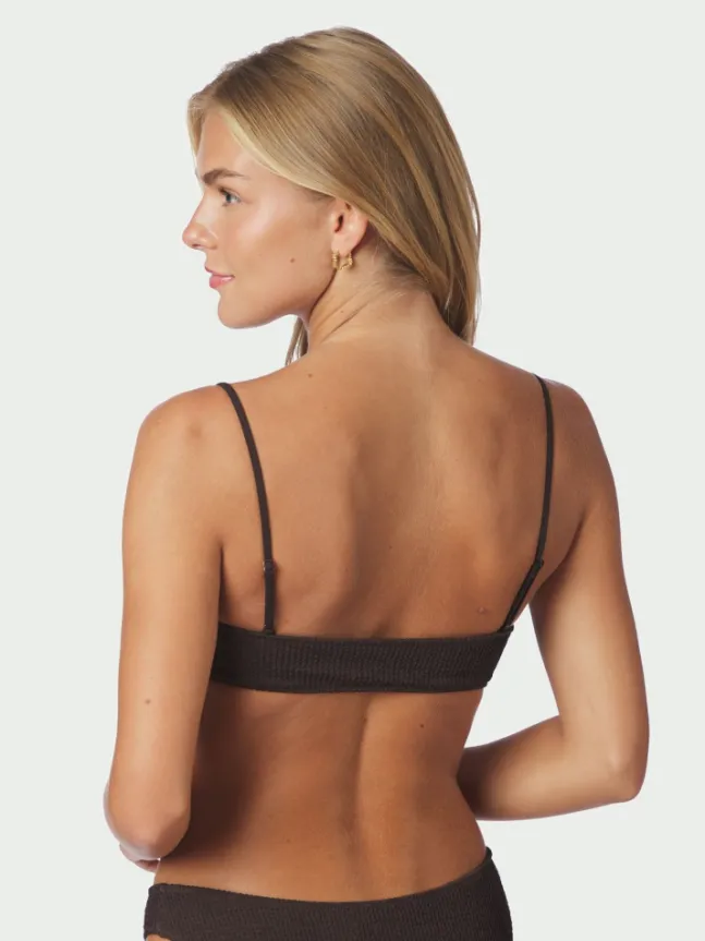 Skin Sand Crepe Swim Top Dark Brown