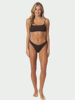 Skin Sand Crepe Swim Top Dark Brown