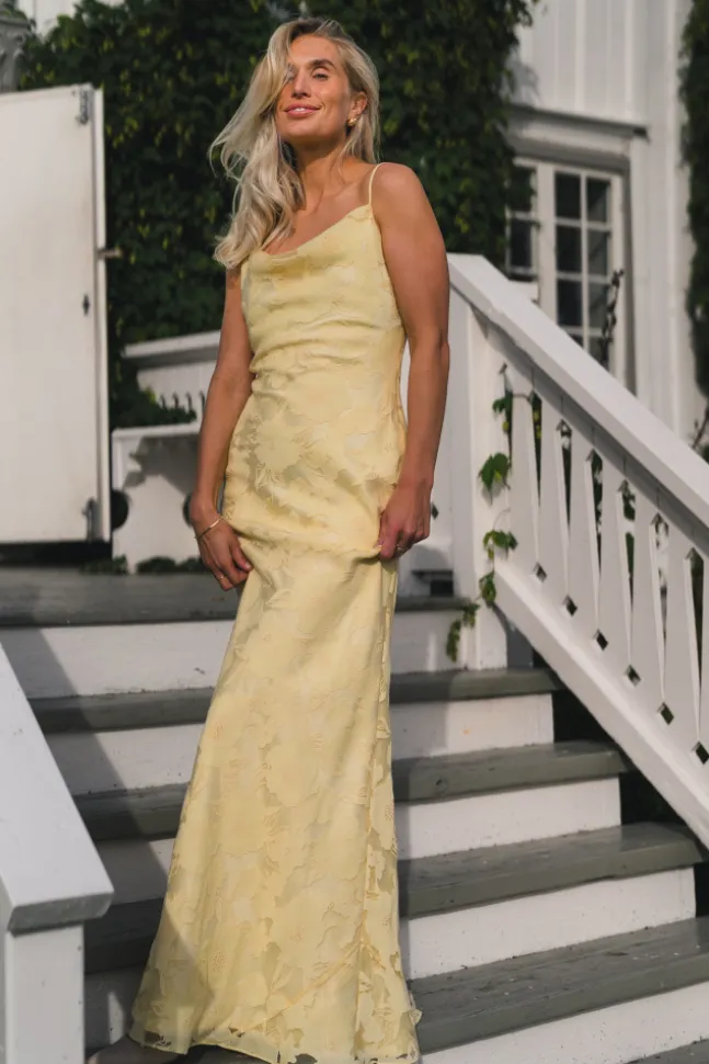 Sorelle Lace Slip Maxi Dress Light Lemon