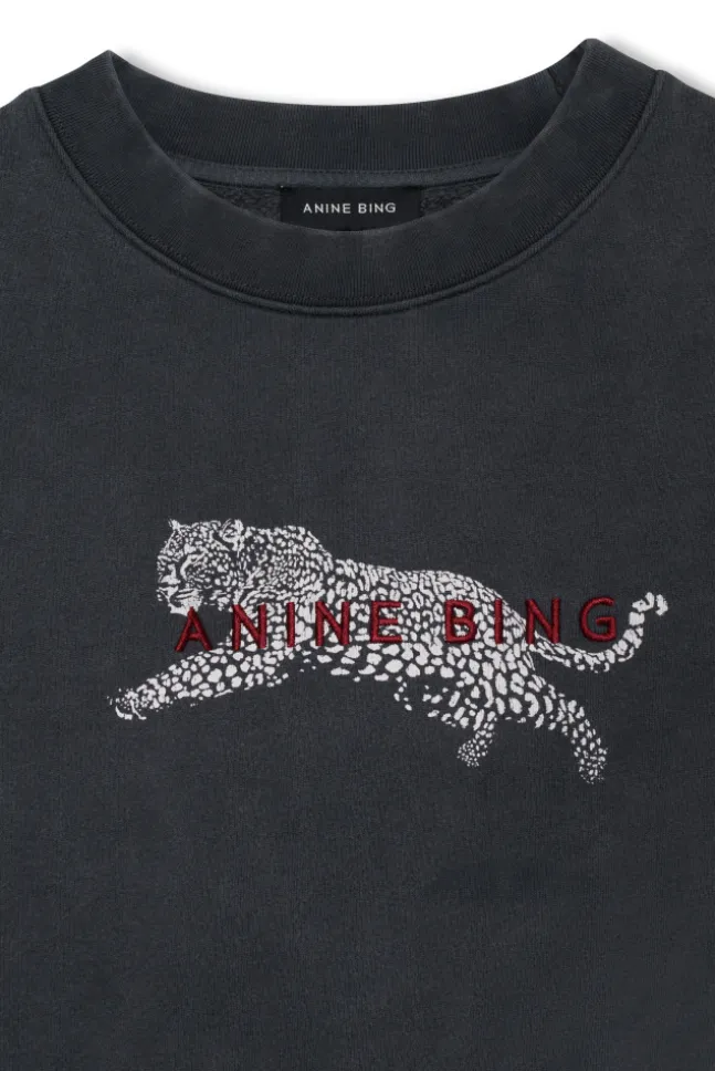 Spencer Sweatshirt Leopard Washed Black