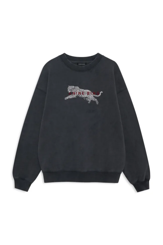 Spencer Sweatshirt Leopard Washed Black
