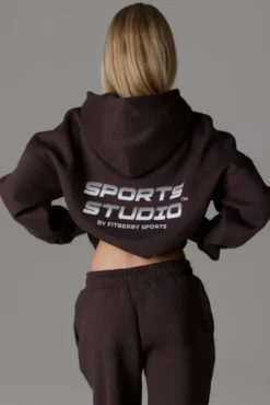 Sports Studio Zip Hoodie Saddle Brown